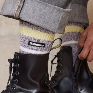 NWT Unisex Dr. Martens Marl Heathered Gray and Soft Yellow Socks